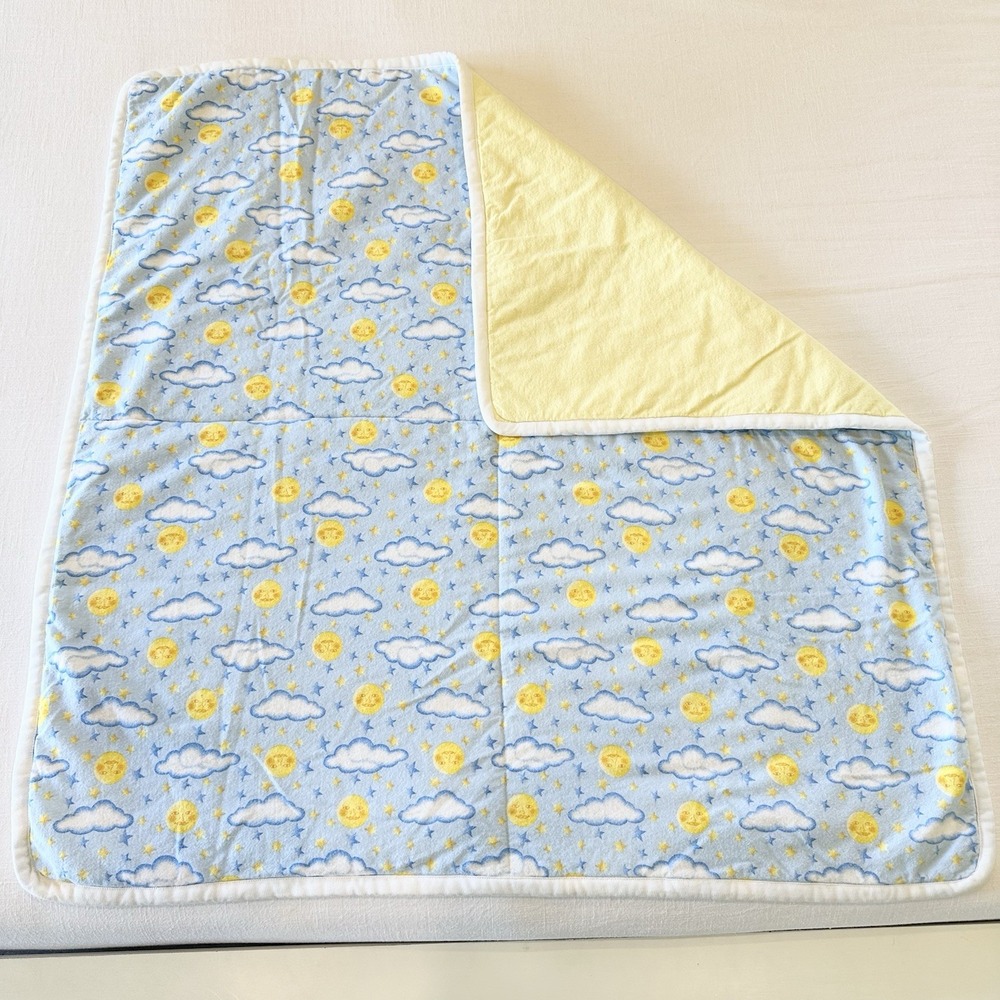 Celestial Handmade Baby Blanket Moon Stars Clouds Approx 42.5"x44"